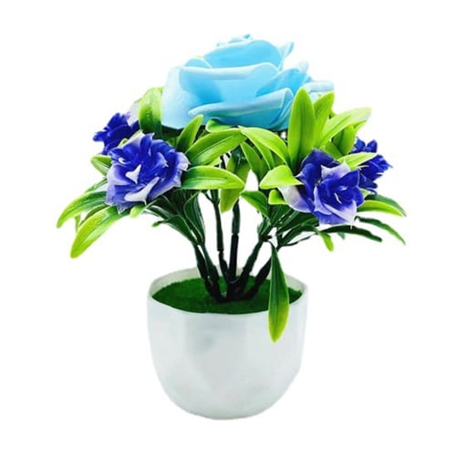 D-GROEE Artificial Flowers with Small Plastic Vase Artificial Roses Fake  Plants Flower Arrangements Decorations for Home 