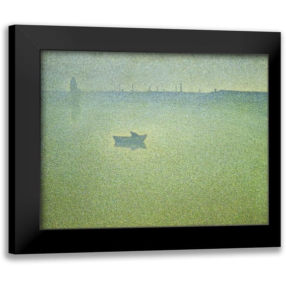 Angrand, Charles 14x12 Black Modern Framed Museum Art Print Titled - Seine at Dawn