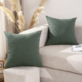 thumbnail image 2 of Jepeak Woven Textured Throw Pillow Covers Cushion Cases Pack of 2 Solid Linen Decorative Square Pillow Cover for Sofa Bed Couch (18x18 inch, Spruce Green), 2 of 11