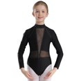 thumbnail image 3 of Sxiwei Kids Girls Rhinestones Mock Neck Figure Ice Skating Ballet Dance Leotard Bodysuit Long Sleeve Black 8, 3 of 7