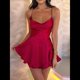 thumbnail image 4 of Mono Elegante de Satén de Verano para Mujer, Sin Mangas, con Espalda Descubierta, Tirantes Finos y Escote en A. Rojo M, 4 of 9