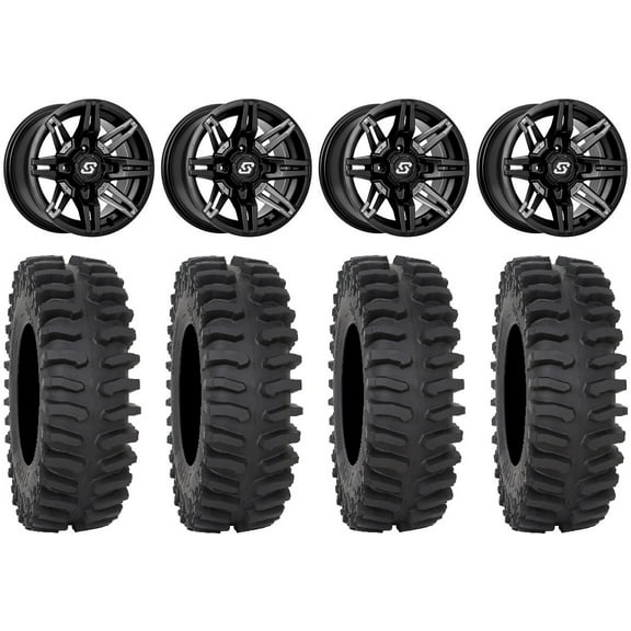 Sedona Rukus 14" Black Wheels 30" XT400 Tires Can-Am Maverick X3 / Honda Pioneer 1000 / Talon