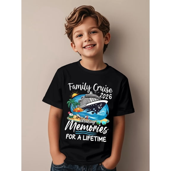 Boy's Cute Graphic Family Cruise 2026 T-Shirt