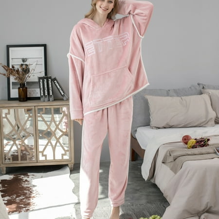 

Pajamas For Women Couple Pajamas Pocket Long Sleeve Hooded Pajamas Two Piece Set Home Service Womens Pajama Sets Womens Fall Fashion 2022