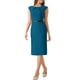 thumbnail image 4 of Vestido elegante de mujer Inspire Chic con mangas de capucha y cinturón, vestido de trabajo ajustado, azul lago L, 4 of 6