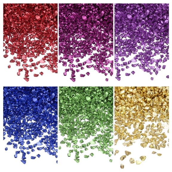 Uxcell 26g Crushed Glass for Crafts 2-4mm Metallic Irregular Glass Chips for Nail Arts Vase Filler DIY Resin Decor Green, Blue, Gold, Red, Purple