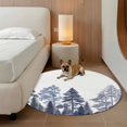 thumbnail image 2 of Round Rugs 3Ft, Navy Blue Botanical Round Area Rug Washable Indoor Throw Carpet, Farmhouse Watercolor Pine Tree Small Non Slip Circle Rug for Bedroom Living Room Home Decor Aesthetic, 2 of 8