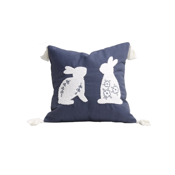 TanSiDing Easter Bunny Embroidery Pillow Cover Decorative Cushion Sofa Bed Living Room Throw Pillowcase Soft Polyester Home Decor Party Holiday Gift 45*45cm