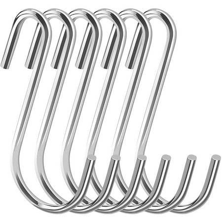 

6Pack Heavy Duty S Hooks S Shaped Hooks Hanging Hangers Hooks for Kitchen Bathroom Bedroom and Office: Pan Pot Coat Bag Plants
