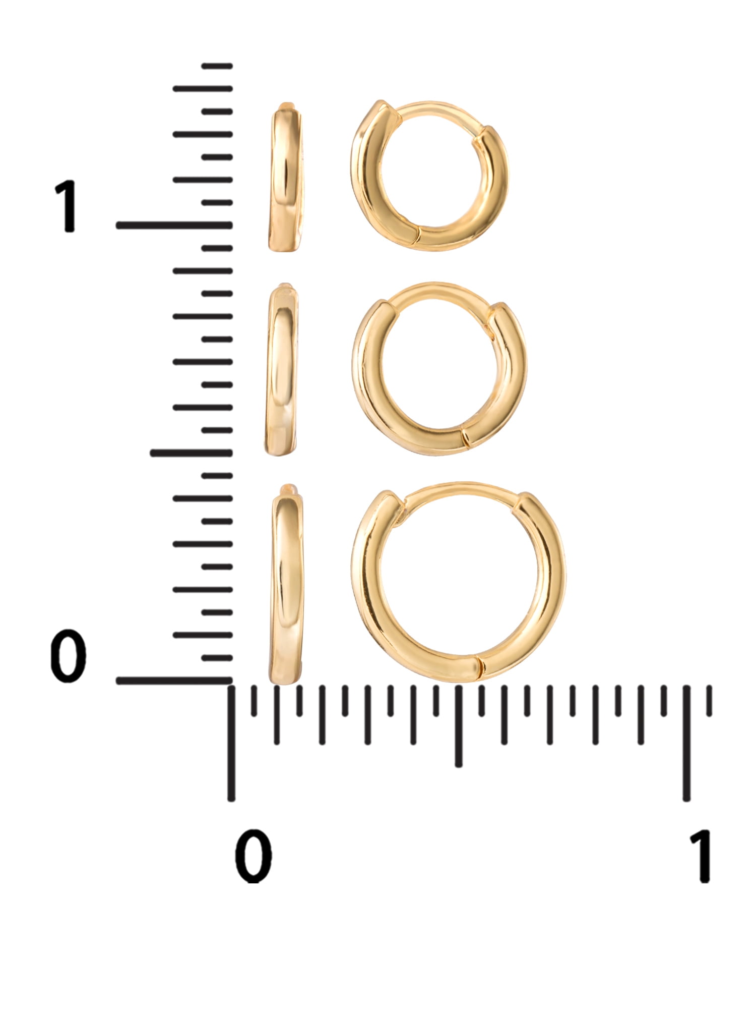 Believe by Brilliance Women's Brass 14kt Gold Flash Plated Graduated Polished Hoop Set