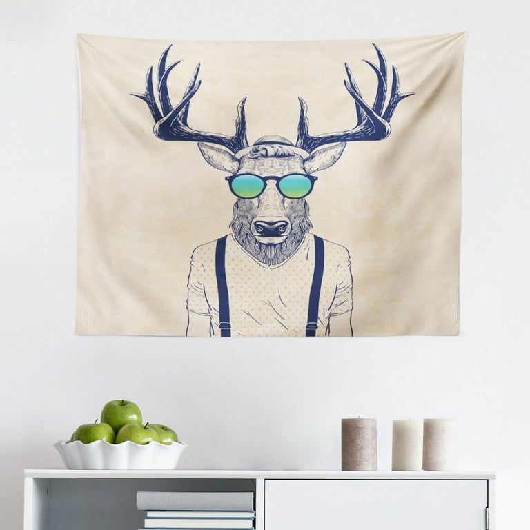 Antlers Tapestry Capricorn Group of Spanish Ibex Under Shade