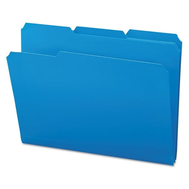 Carpeta de archivos Smead Poly con lengüeta cortada de 1/3, tamaño carta, azul, 24 unidades