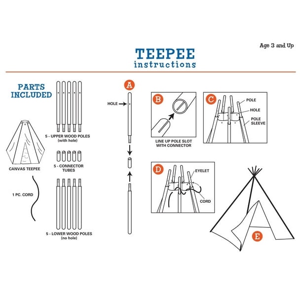 Pacific Play Tents Authentic Kids Teepee Tent Cotton Canvas Sides And Bamboo Poles Walmart