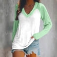 thumbnail image 2 of Honeeladyy Womens V Neck Sweatshirt Fall Solid Color Soft Pullover Shirts Long Sleeve Loose Tunic Tops Christmas Gifts for Wife Mint Green M, 2 of 4