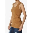 thumbnail image 3 of TheMogan Women's Basic Scoop Neck Racerback Stretch Cotton Tank Top Sleeveless Sporty Tee Coffee S, 3 of 7