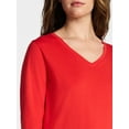 thumbnail image 6 of Time and Tru Women's Cotton V-Neck Tee with Long Sleeves, Sizes XS-XXXL, 6 of 6