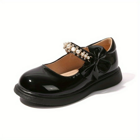 

Toddler Children Girls Mary Jane Shoes With Pearl And Bow Decor For Party And Performance For Spring