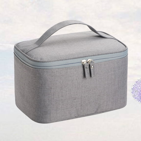 OUNONA Lightweight Grey Outdoor Cosmetic Bag for Travel and Organized Makeup Storage