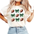 thumbnail image 4 of Footballs and Green Coquette Bows Shirt for Women and Teens Green Team Color Tee Ivory Shirt Adult Medium, 4 of 5