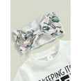 thumbnail image 5 of Coduop Toddler Baby Girls Summer Outfit Set Short Sleeve T-shirt + Fish Print Shorts + Headband, 5 of 8