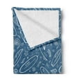 thumbnail image 2 of Surfboard Soft Flannel Fleece Blanket, Blue Waters Oceanic Elements Waves Swirls Doodle White Outlines Hobby Fun Times, Cozy Plush for Indoor and Outdoor Use, 60" x 80", Blue White, by Ambesonne, 2 of 5
