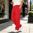 thumbnail image 6 of Nestiefly Mens Baggy Sweatpants Baggy Casual Straight Wide Leg Fleece Sweat Pants Athletic Workout Gym Jogger with Pockets Red S, 6 of 8