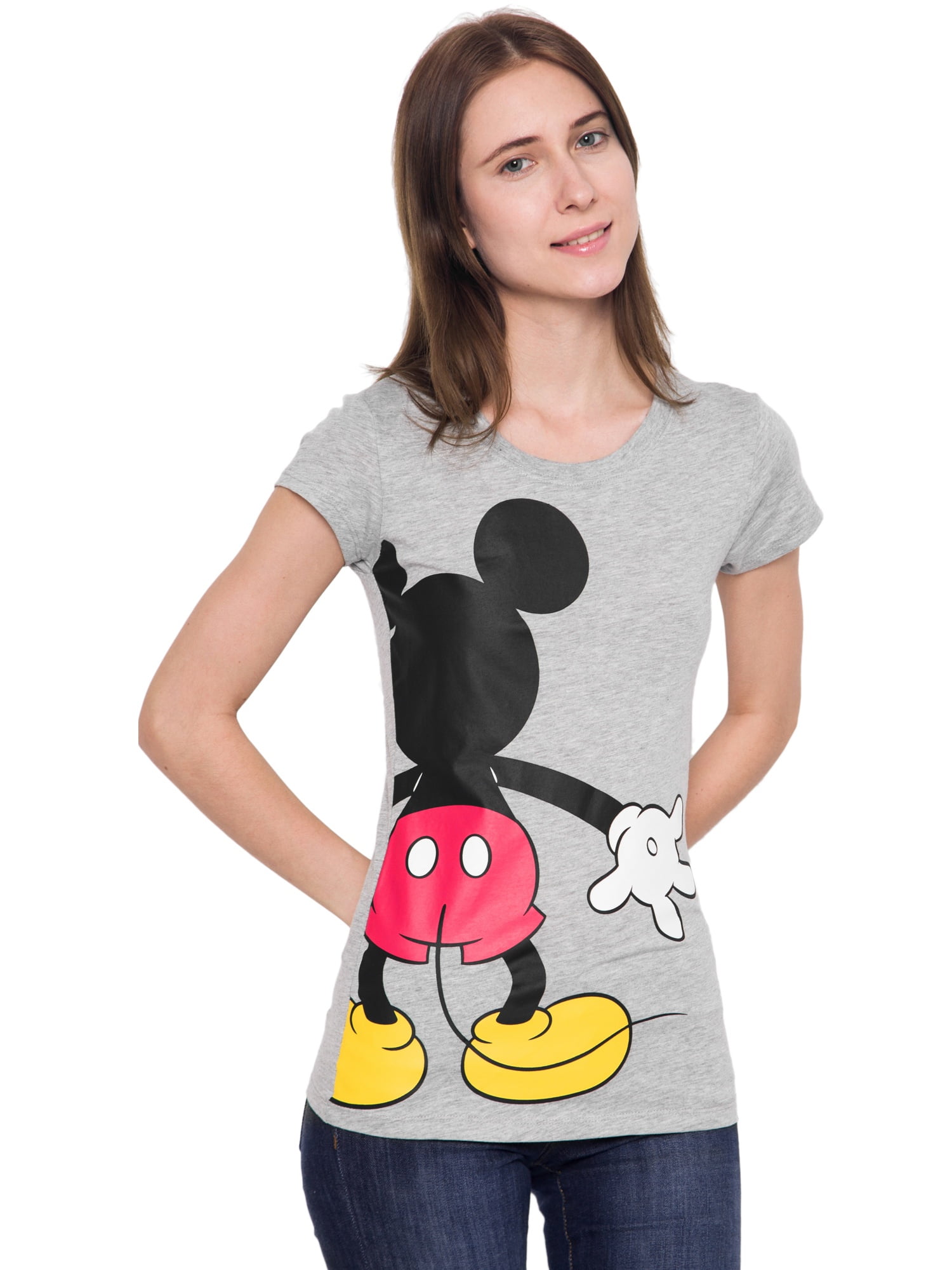 Mickey Mouse Backside Junior T-Shirt Gray - Walmart.com