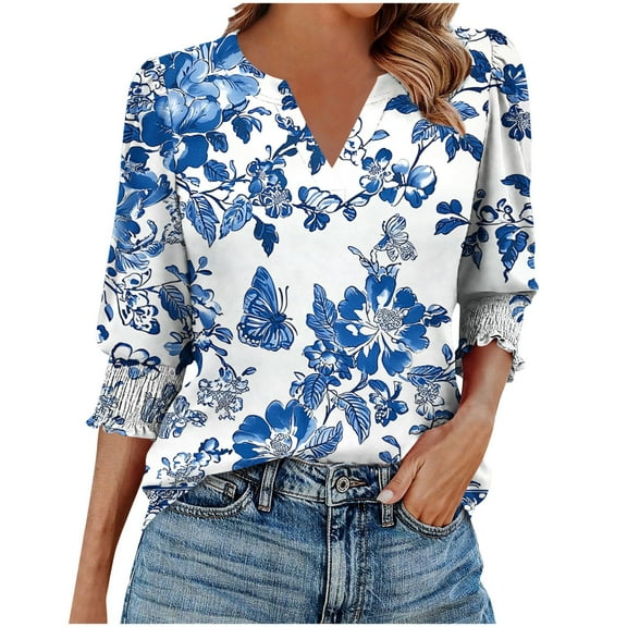 Fashion Saving LiMoi Women's Boho Tops for Fall Women's Shirt Womens Tops 3/4 Sleeve Tunic Womens Blouses Dressy Casual Pink Get it Fast Gifts