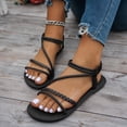 thumbnail image 2 of Xucatan Women's Braided Flat Sandals, Woven Thin Strap Roman Beach Shoes, Adjustable Ankle Buckle Casual Footwear, Flexible Lightweight Sole for Summer Outdoor Gift, 2 of 7