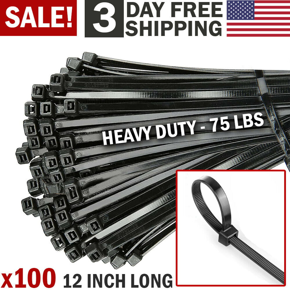 Heavy Duty Nylon Cable Tie Zip Wraps 300mm long 4.8mm wide pick colour pack size 