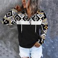 thumbnail image 4 of Puntoco Sudaderas con capucha para mujer, sudadera con capucha azteca para mujer, suéter con estampado geométrico, manga larga, cuello de tortuga, camiseta con cordón, sudaderas con bolsillo Puntoco Puntoco-7888, 4 of 7