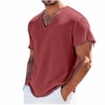 thumbnail image 3 of ShiShine Mens Short Sleeve V Neck Tshirts Loose Casual Breathable Summer Beach Tee Tops Lightweight Basic Clothes Shirts, 3 of 7
