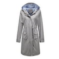 thumbnail image 2 of Skpblutn Women'S Jacket Coats Light Rainwaterproof Active Outdoor Trench Raincoat With Hood Lightweight Plus Size For Girls Grey L, 2 of 8