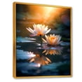 thumbnail image 2 of Designart "Sunset Serenity Lotus Pond II" Lotus Floater Framed Wall Art Prints, 2 of 5