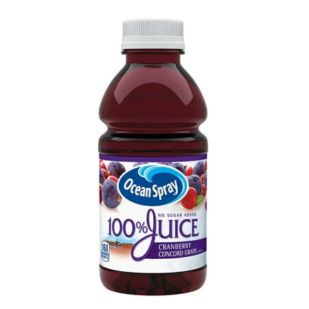 (4 Pack) Ocean Spray 100% Juice, Cranberry Concord Grape, 10 Fl Oz, 6