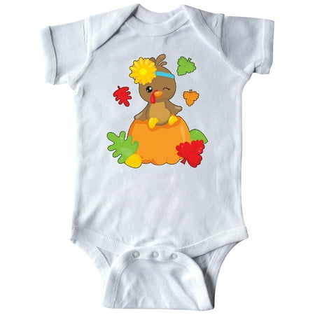 

Inktastic Cute Turkey on Pumpkin for Thanksgiving Gift Baby Boy or Baby Girl Bodysuit