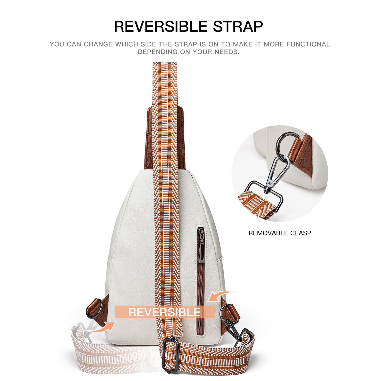 LATMAP Crossbody Sling Bag for Women&Men, Adjustable Straps,  Suitable for travel and as a gift, Beige