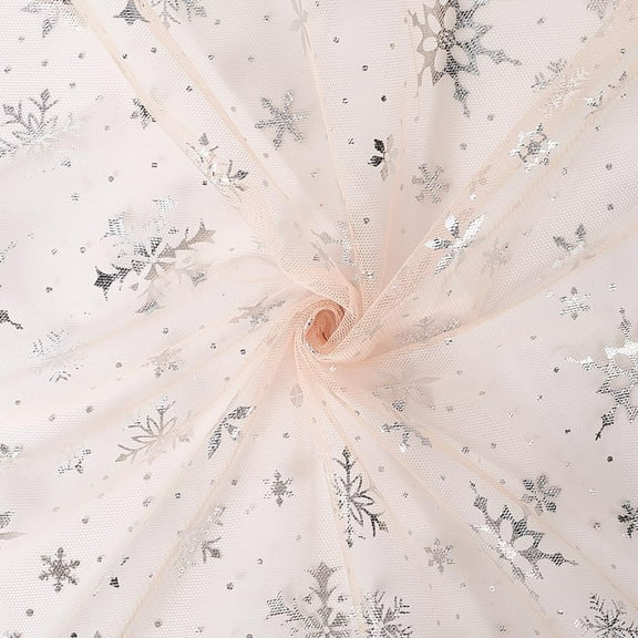 3 Yards 170cm Wide Snowflake Silver Foil Organza Fabric Christmas Sheer Fabric Glitter Lace Mesh Tulle