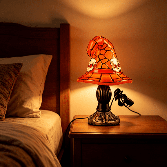 2026 Witch Hat Lamp,Stained Glass Resin Wizard Hat Light Gothic Table Lamp Spooky Decorative Standing Lights Gifts Home Decorations for Festival,Bedroom