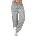 thumbnail image 3 of Pantalons de Sport Amples Jambe Droite Décontractés pour Femmes, Gris Clair, m, 3 of 7