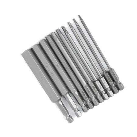 

10Pcs Hex Head Hex Wrench Drill Bits Set 100mm Metric Hex Screwdriver Bits Magnetic Tip Screwdriver Socket Bit