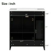 30 Bathroom Vanity with Sink Combo Wall Mounted Storage Cabinet Set with Soft Close Drawers, Modern Design with Invisible Handle, Resin Basin Sink Top, Gray