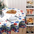 thumbnail image 4 of 4th of July Round Tablecloth 60 Inch Red Blue Flowers Poppy Patriotic Tablecloth Independence Day Memorial Day Party Table Cover for Party Dining Picnic Decor, 4 of 6