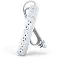 thumbnail image 2 of KMC Surge Protector Power Strip, 6-Outlet, 2-Pack, 4-Foot Braided Cord, 1080 Joules, Flat Plug, White, 2 of 8