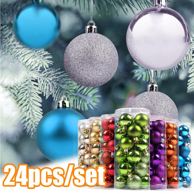 Neinkie 24Pcs 4/6/8cm Christmas Balls Ornaments for Xmas Tree, Shatterproof Christmas Tree Decorations Hanging Ball for Xmas Tree Holiday Wedding Party Decoration Set