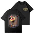 thumbnail image 1 of Hazbin Hotel Mujeres de moda Casual Impreso de manga corta Cuello redondo Pullover Tops Negro/L, 1 of 4