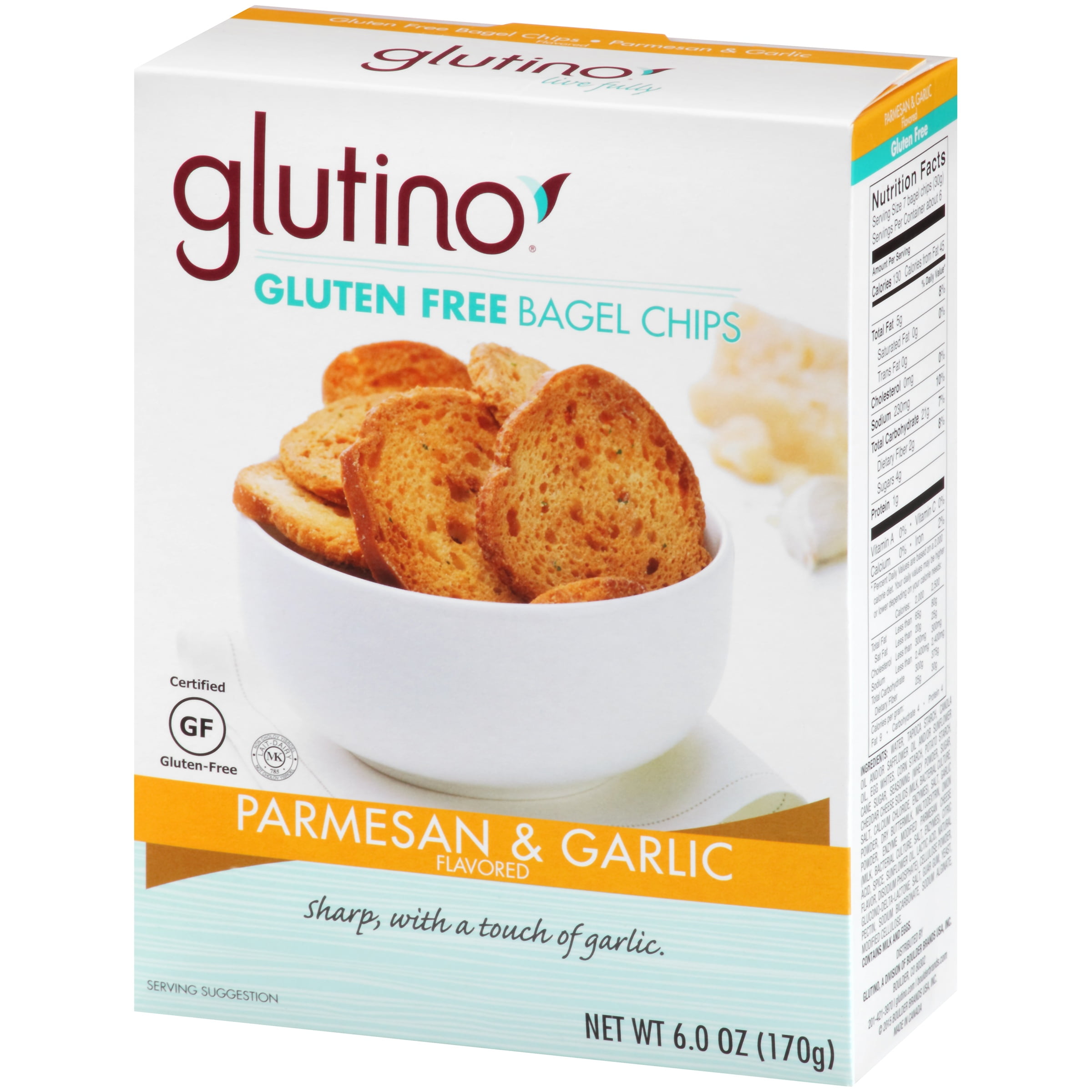 Glutinoa Parmesan Garlic Gluten Free Bagel Chips 6 0 Oz Box Walmart Com Walmart Com