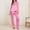 #Pink, variant on FUNUONY Women's Y2K Satin Pajamas Set Heart Print Satin Pjs Feather Trim Long Sleeve Button Down Striped Shirts Pants Lounge Set,Silk 2 Piece Pjs Set Sleepwear,Valentine's Day Loungewear Outfit