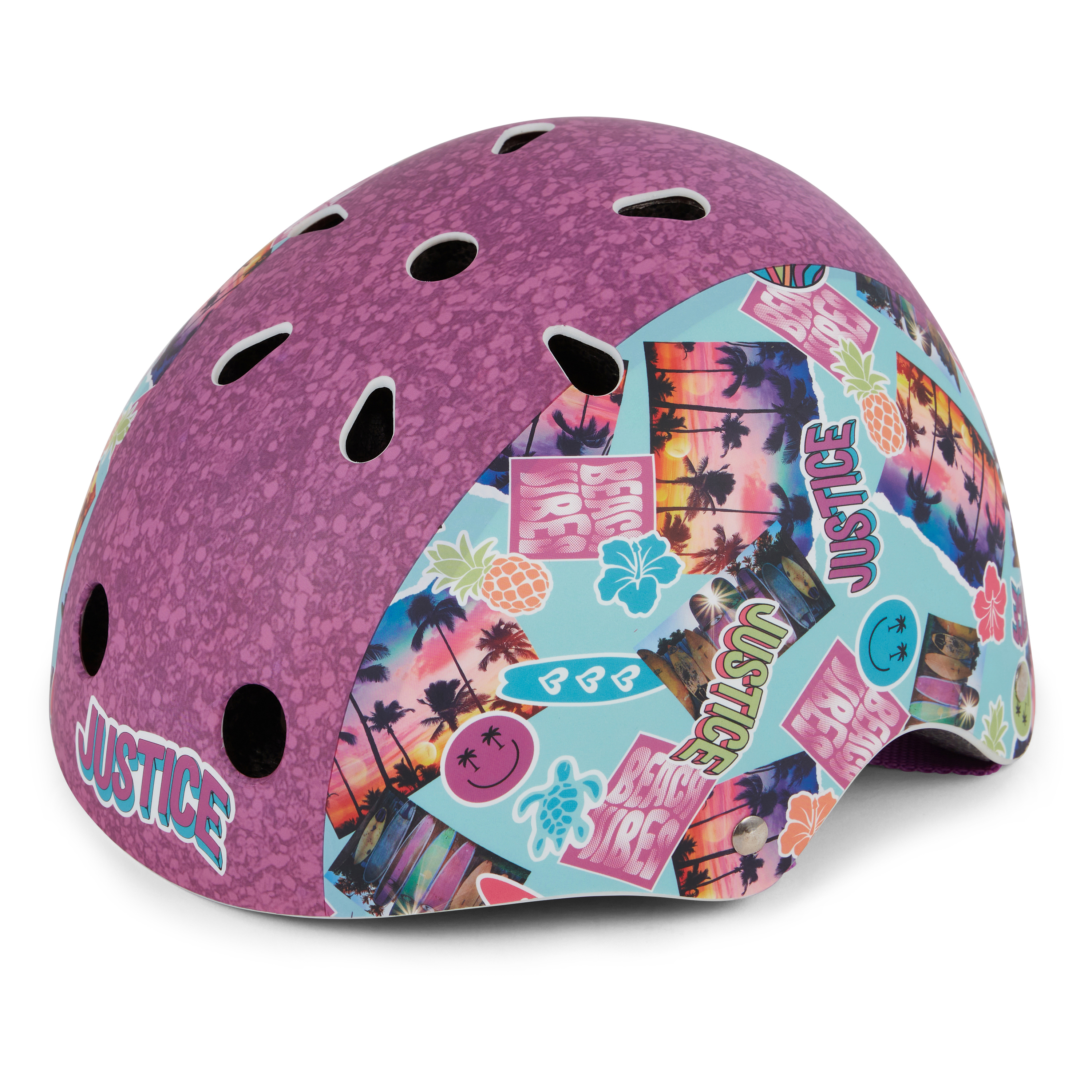 Justice Boardwalk Brights Sticker Helmet with Chunky Glitter Design