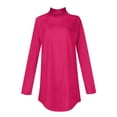 thumbnail image 4 of LISTHA Mock Turtleneck Tops for Women Long Sleeve Tshirts Basic Lightweight Shirts with Hem Fashion Loose Fit Top Hot Pink M, 4 of 5
